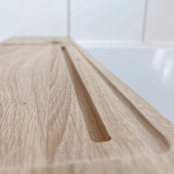 elegante Badewannenablage mit Weinglas- & Tablethalter | Eiche – Bild 6
