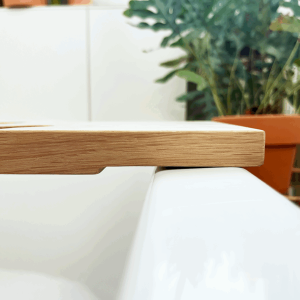 elegante Badewannenablage mit Weinglas- & Tablethalter | Eiche – Bild 8