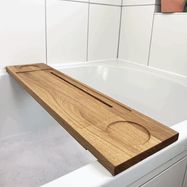 elegante Badewannenablage mit Tablethalterung | Eiche – Bild 4