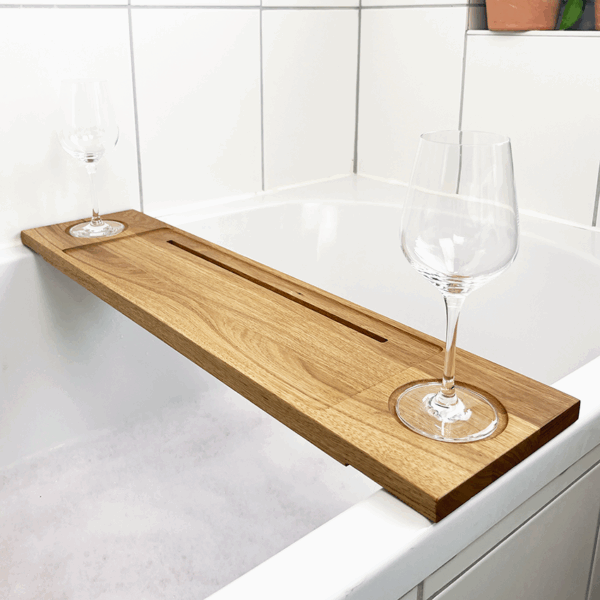 elegante Badewannenablage mit Tablethalterung | Eiche – Bild 2