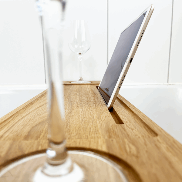 elegante Badewannenablage mit Tablethalterung | Eiche – Bild 5
